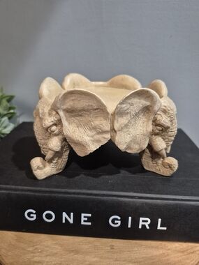 Vintage Boho Elephant Pillar Candle Holder Stand / Succulent Riser